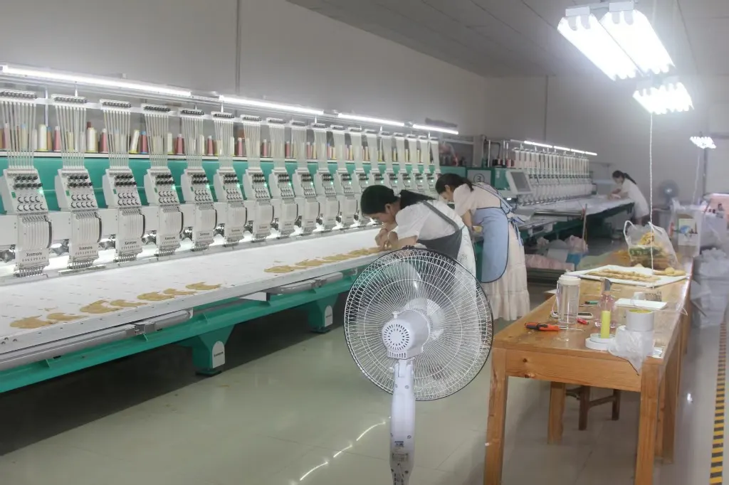 Industrial embroidery production line