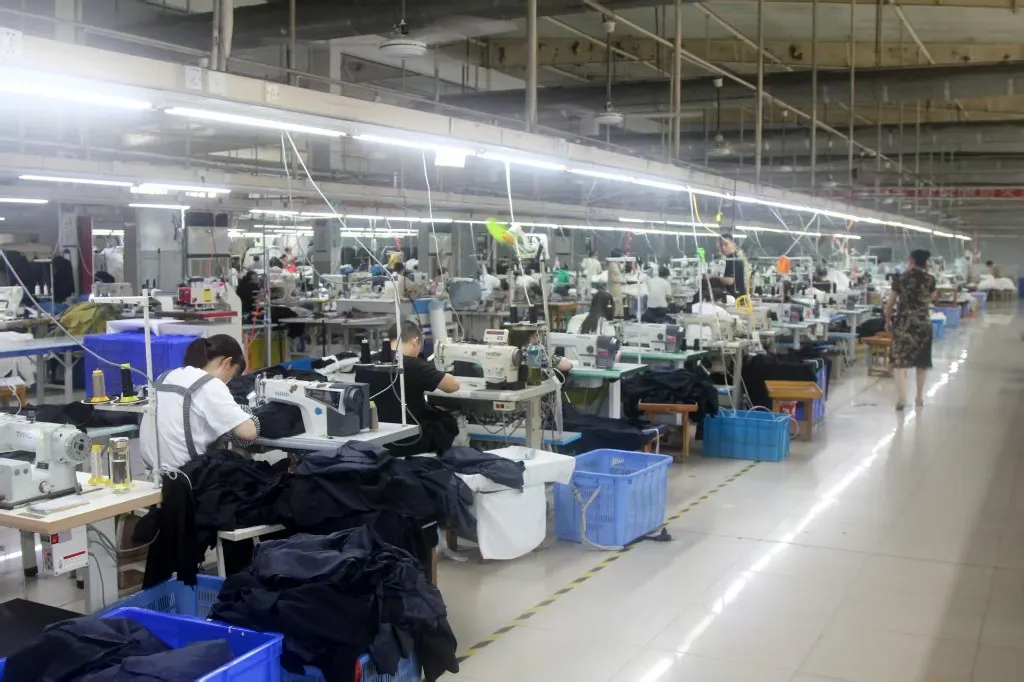 Sewing line at KEEP MOVING garment factory